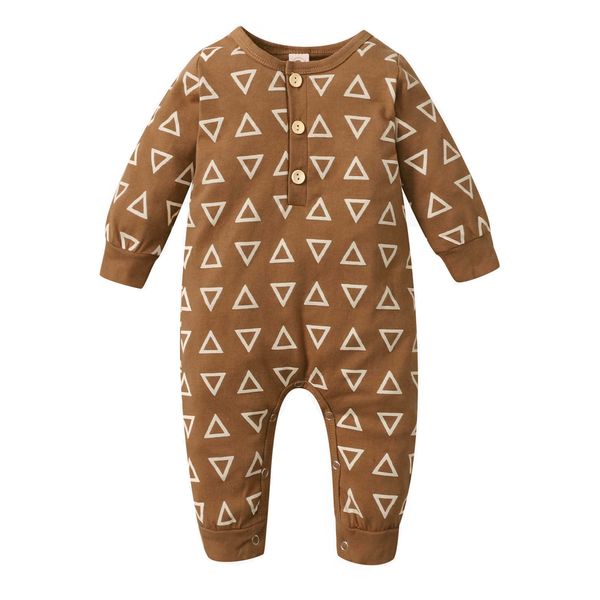 

rompers citgeett autumn infant baby girls boys triangle print romper long sleeve jumpsuit spring cotton clothes l230314, Blue