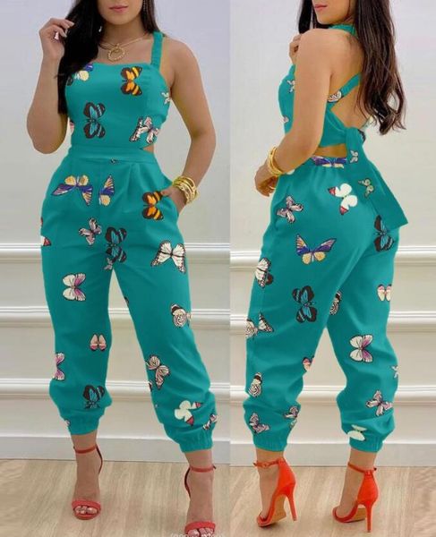 

jumpsuits 2023 women's summer suspender fashion backless bow print high waist jumpsuit women, Black;white