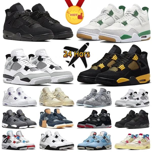 

4 4s mens basketball shoes sail military black cat oreo university blue thunder fire red reverse mocha bred canyon dark men sports women sne