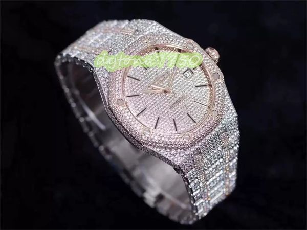 

2023 tw montre de luxe watch 15400 size 41mm carrying cal.3120 movement sapphire mirror swarovski diamond dial with waterproof strap designe, Slivery;golden