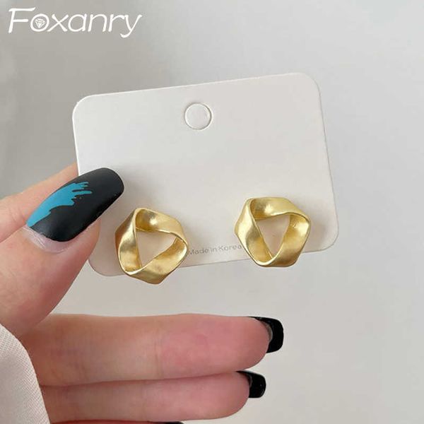 

charm anry silver color d earrings for women ins fashion france gold plated hollow geometric wedding party jewelry gifts l230315, Golden