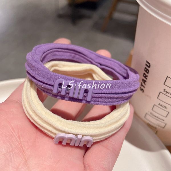 

lavender purple towel girl hair rope ribbon children's elastic ponytail rubber band hair accessories 1928, Slivery;white