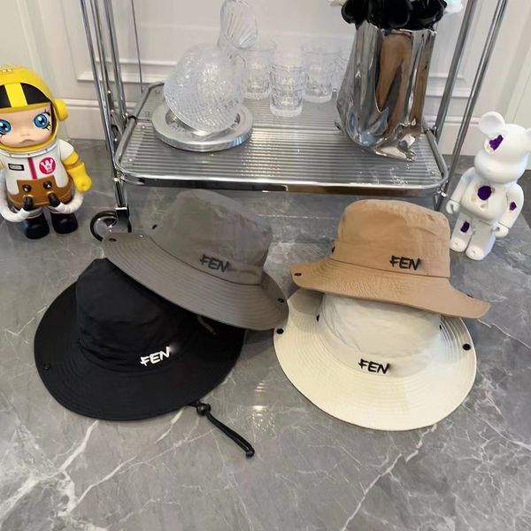 

couples summer designer bucket hats men's solid mountaineering holiday travel shading letter print bucket hat, Blue;gray