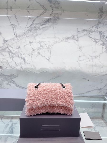 

fashion crossbody bag designer bag black clamshell purse one shoulder bag classic tote lamb hair hourglass bag fluffy bag casual cool girl f
