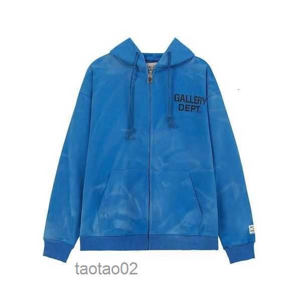 

men's hoodies sweatshirts high version american fashion galleryes dept letter printed washing water used and women's zipper hooded, Black