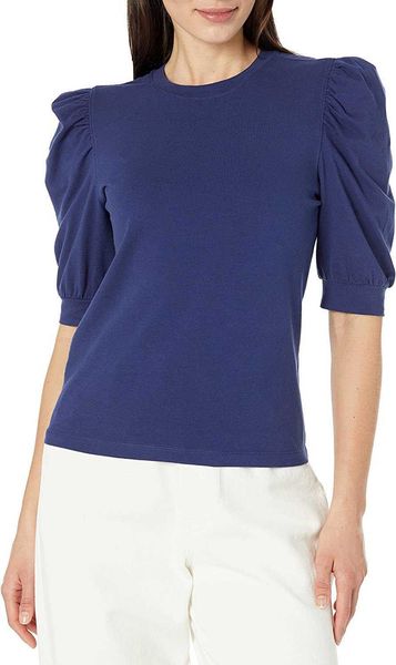 

woman clothes white t shirts women's puff-sleeve crewneck stretch t-shirt plus size summer 2xs-5xli3pv