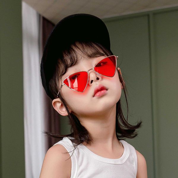 

sales volume product childrens triangle sunglasses metal frame glasses, Blue