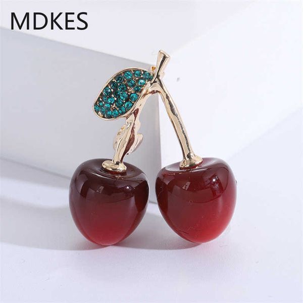

pins brooches ly red sweet cherry cherries brooch simple fresh fruit safety pin women's bag suit accessoriesl230315, Gray