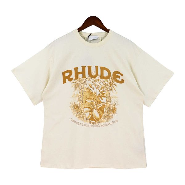 

i7gr men's and women's high street t shirt fashion brand rhude oversized spring summer card printing casual round neck short-sleev, White