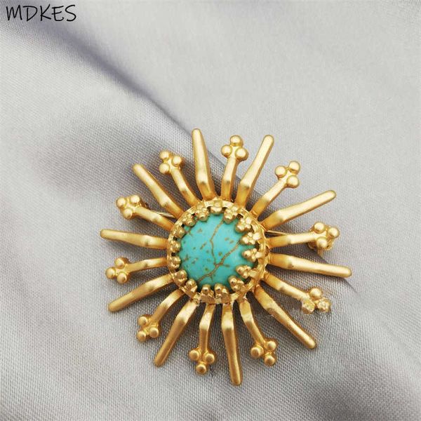 

pins brooches vintage exquisite fashion baroque brooch matte gold turquoise vintage ancient pin classic pinl230315, Gray