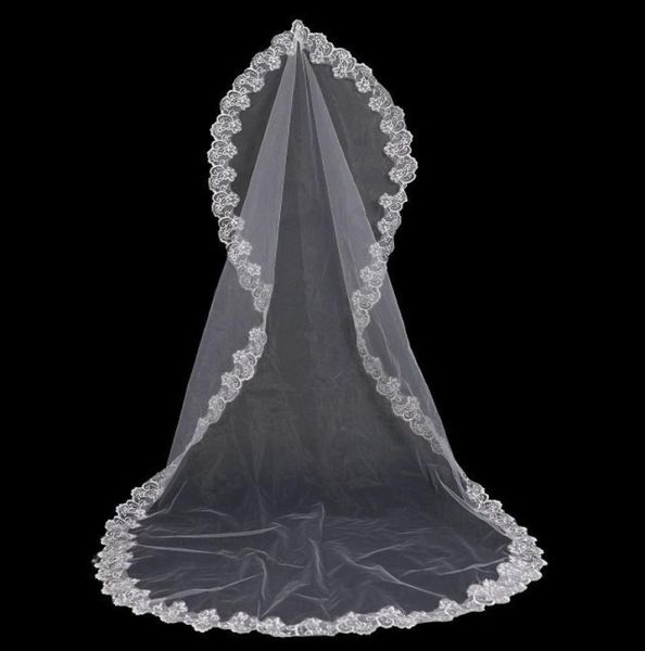 

new whole 15 3 5 meters veils wedding accessory lace tulle bridal veils white ivory 2859389, Black