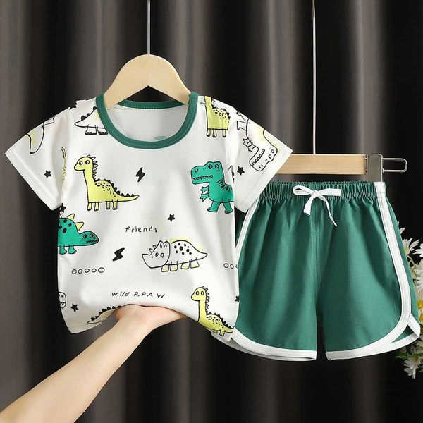

clothing sets summer thin sports cartoon boy's suit 0-5 year old kids clothes short sleeve t-shirts 2 piece set fashion cute girls outf, White