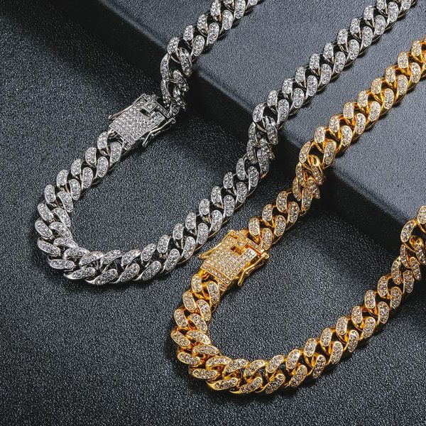 

cuba chains cuban link chain for men iced out silver gold rapper necklaces full miami necklace bling diamond hip hop jewelry choker