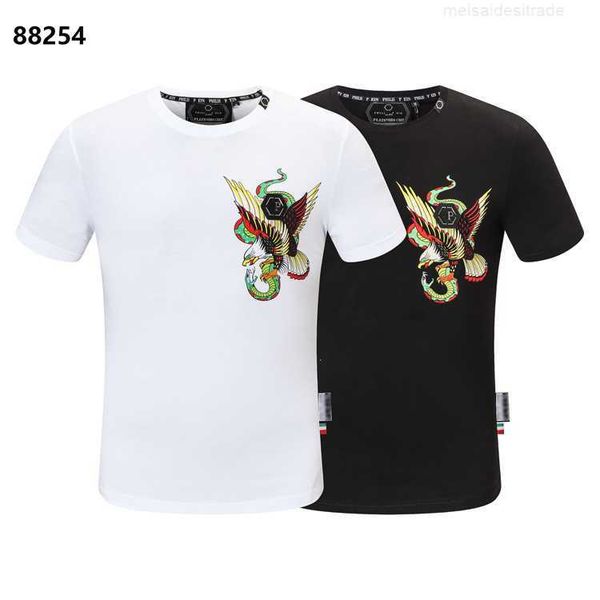 

luxury philippuep lein summer pp men's short sleeve skull head drilling cotton t-shirt desigers xxx0, White;black