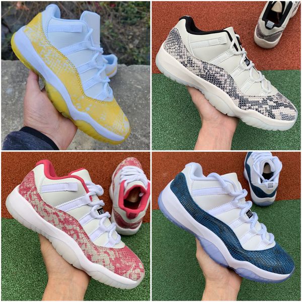 

basketball shoes men women 11s 11 low white tour yellow snakeskin cement grey cool light bone pink navy mens trainers outdoor sports sneaker, Black