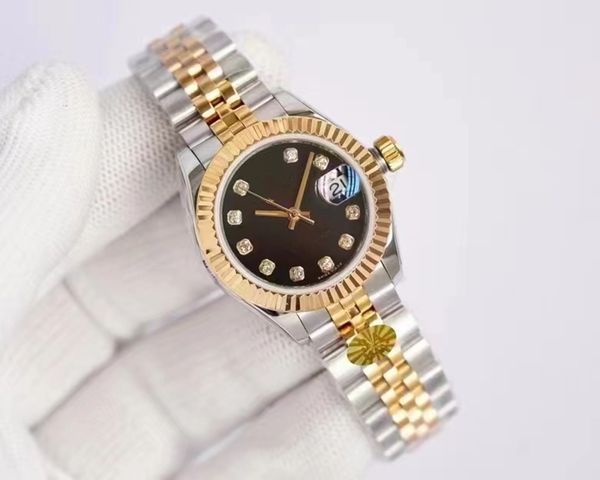 

with box women watches sapphire crystal automatic mechanical 2813 datejust watches jubilee red gold diamond bezel lady watch gift 28mm montr, Slivery;brown