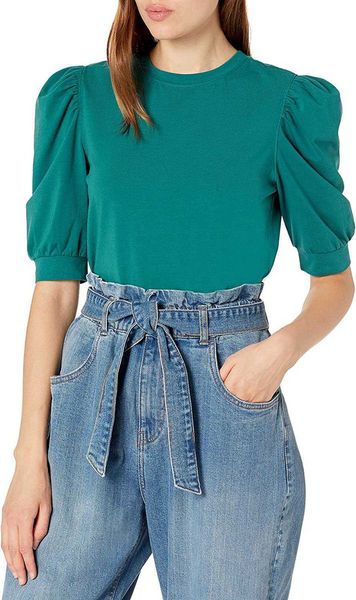 

woman clothes white t shirts women's puff-sleeve crewneck stretch t-shirt plus size summer 2xs-5xl547o