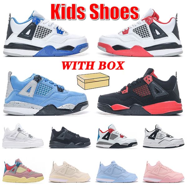 

jumpman 4 4s kids basketball shoes designer youth children toddler fire red thunder university blue black cat what the sail pink motorsport