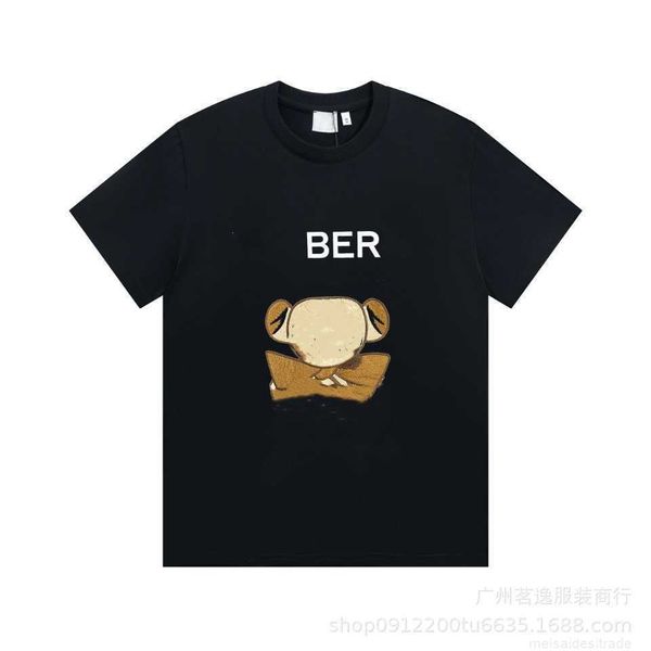 

correct version b burbry luxury designer of 23ss bu's new bear embroidered short-sleeved t-shirt casual high street versatile lovers wi, White;black
