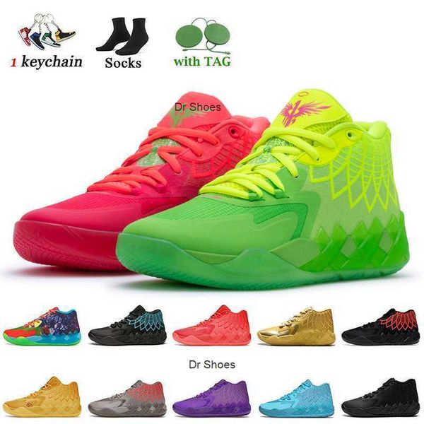 

2023 rick and morty basketball shoes lamelo ball mb.01 mens trainers sports 1of1 not from here black red blast be you galaxy i iridescent