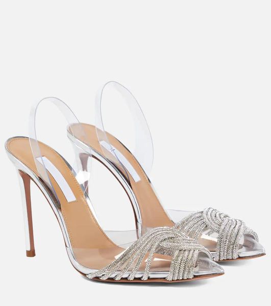 

shoes aquazzura perfect pumps gatsby 105 embellished slingback pumps slingback clear pvc stiletto heels shoes, Black