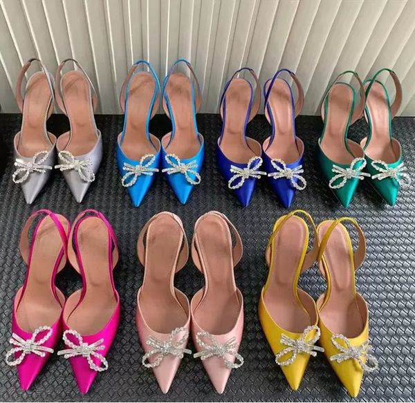 

amina muaddi begum crystal shoes sandals women luxury designers dress shoe evening slingback sandal spool heel 9.5cm, Black