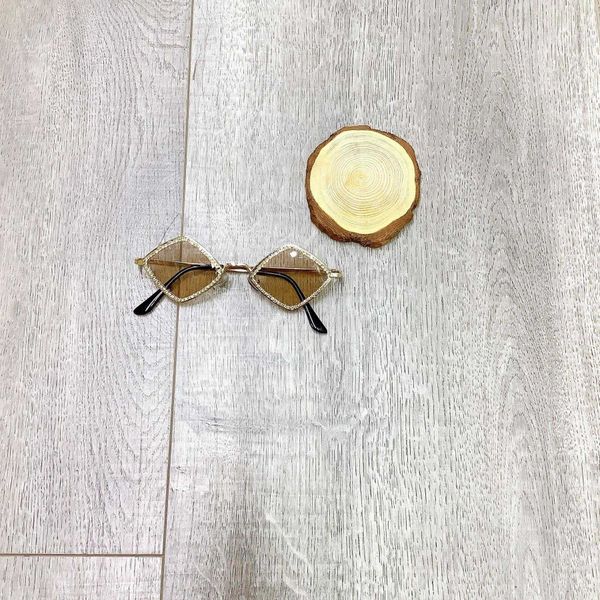 

childrens sunglasses rhombus metal frame drill chain fashion fresh boys and, Blue