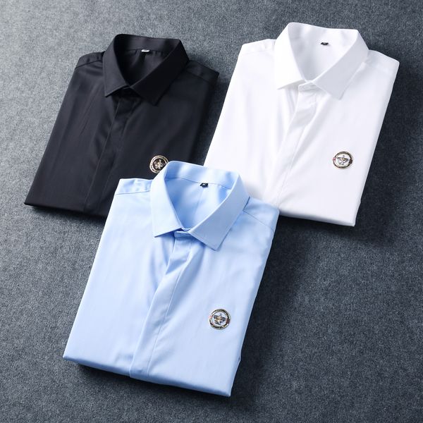 

men's shirt designer brand spring and autumn new men's fashion elegant and elegant classic black and white green european and amer, White;black