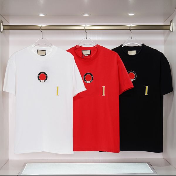

3 colors embroidered t shirts summer beach for vacation fashion classic short sleeve cotton tees for men women, White;black