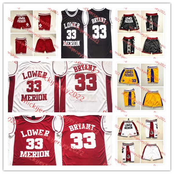 

33 kobe bryant lower merion high school basketball jersey and shorts mens stitched jerseys, Black