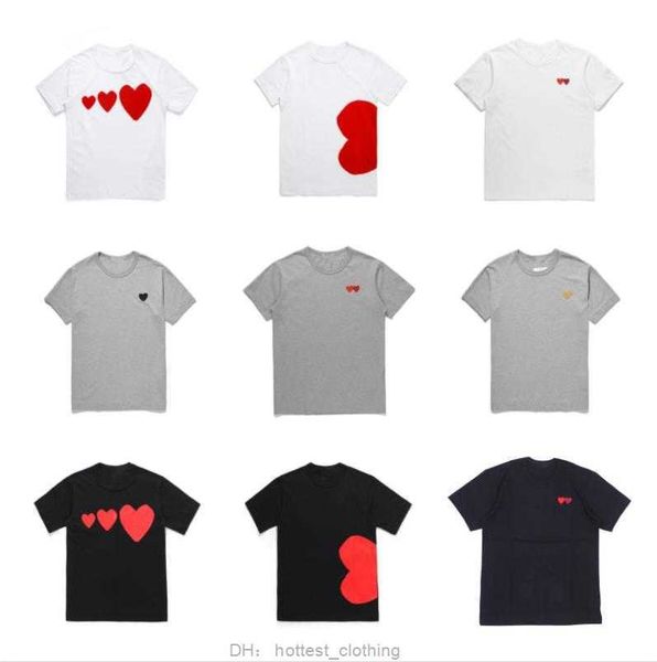 

men's t-shirts play mens t shirt designer cdg embroidery red heart commes des casual women s badge quanlity tshirts cotton short sleeve, White;black