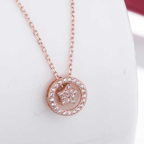 

pendant necklaces s925 sterling silver fivepointed star necklace full of diamonds inlaid simple wild circle pendant women's sweet jewel