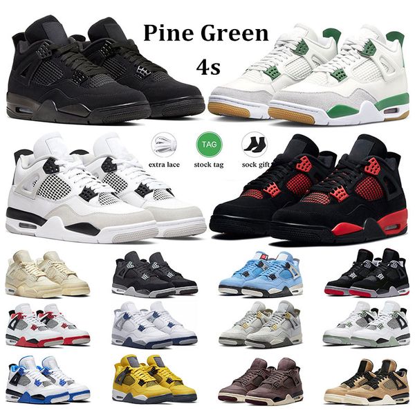 

men basketball shoes 4s jumpman 4 women sneakers military black cat white cement canvas pine green university blue midnight navy mens sports