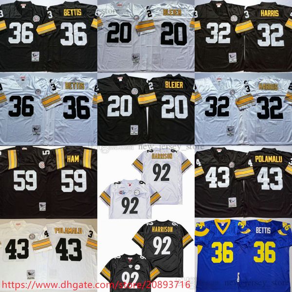 

ncaa mitchell and ness vintage 2005 football 92 harrison jersey retro stitch 32 franco harris 36 jerome bettis 59 jack ham 20 rocky bleier 4, Black;red