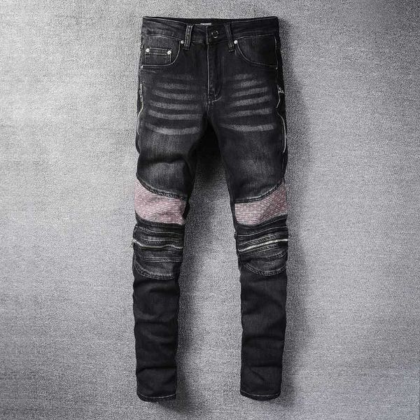 

jeans mens am1r1 trousers pants mirri ripped fashion designer brand new high street zipper black men hip hop leisure cool niche ins cel 4hzv, Blue