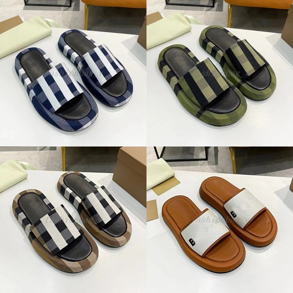 

designer slides womens slippers striped slippers summer slides london england sandals beach slide ladies flip flops loafers home plaid patte, Black