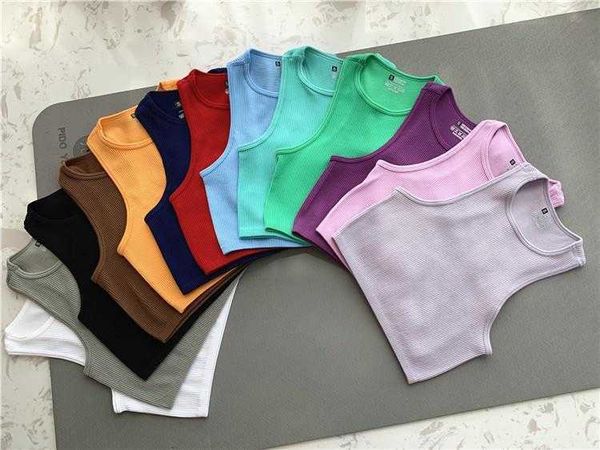 

women tank pure color sleeveless women summer high waist short crop fitness running yoga clothes fashion slim fast dry, White