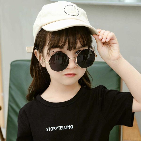 

childrens cute metal round ear sunglasses 3 9 years old modeling p trendy, Blue