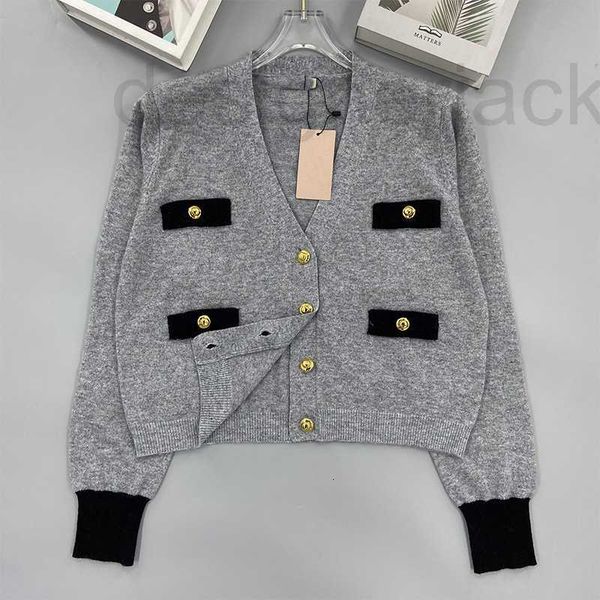 

women's knits & tees designer knitted v-neck gray long-sleeved cardigan cashmere sweater women's sweet versatile autumn winter new, White