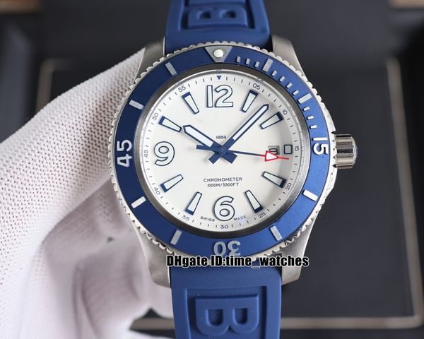 

new super a17366d81a1s1 automatic mens watch 316 steel case white dial date gents sport watches blue rubber strap 7 colors, Slivery;brown