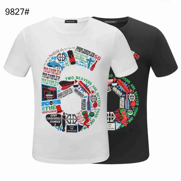 

luxury philippuep lein trendy philippuepe brand pphpleinxplein men's new short sleeve drill round neck t-shirt desigers, White;black