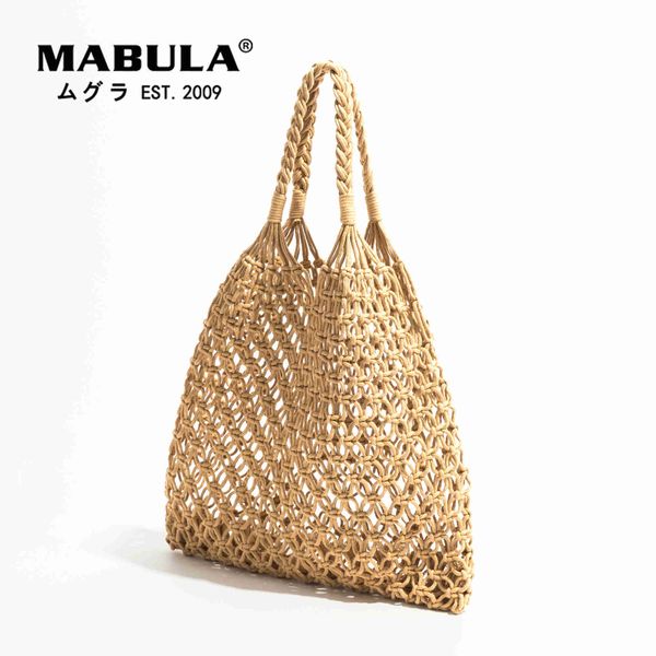

elegant straw woven shoulder hobo purses fishing net handmade beach travel handbag 2022 summer shopper grocery bags 230315