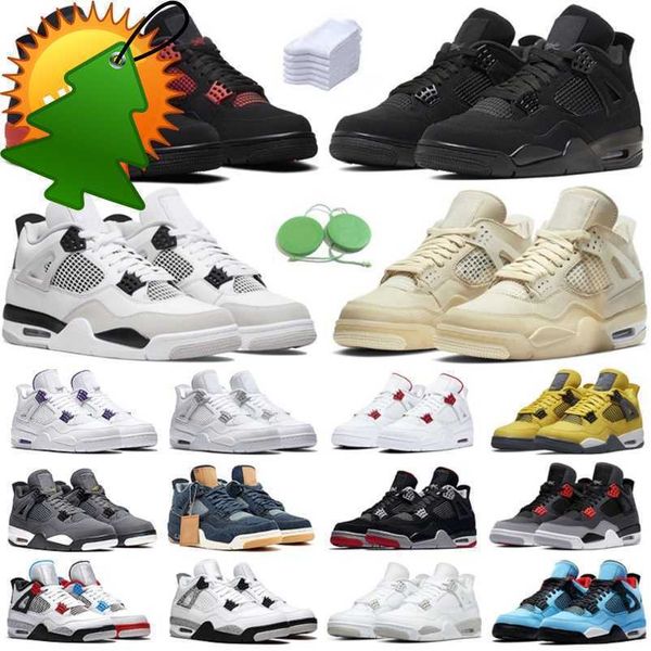 

4 outdoors 4s men women basketball shoes sneaker military black cat sail white oreo cement red thunder unc blue lightning infrared