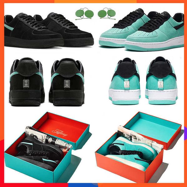 

2023 new tiffany airforces 1 low running shoes blue black multi color men women trainers outdoor sports designer sneakers shoe 36-45