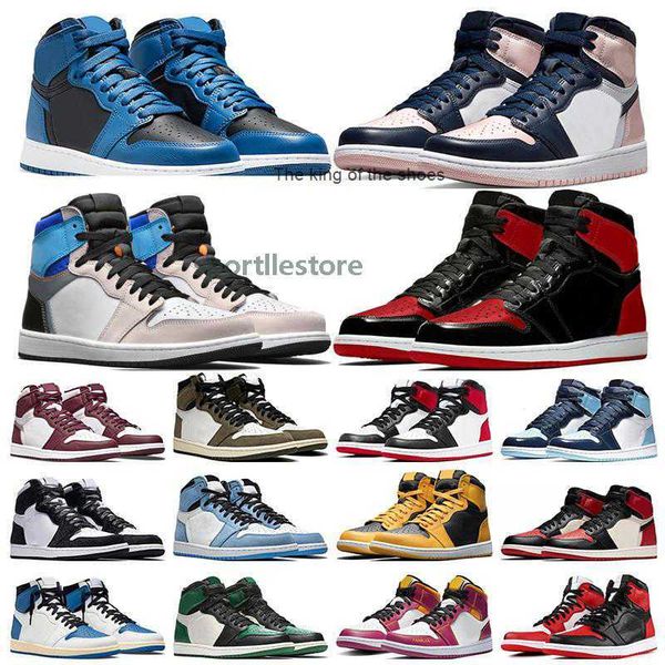 

2023 og jumpman 1 1s basketball shoes sneakers mens heritage university blue royal patent bred georgetown obsidian pollen shadow 2.0 3 unc