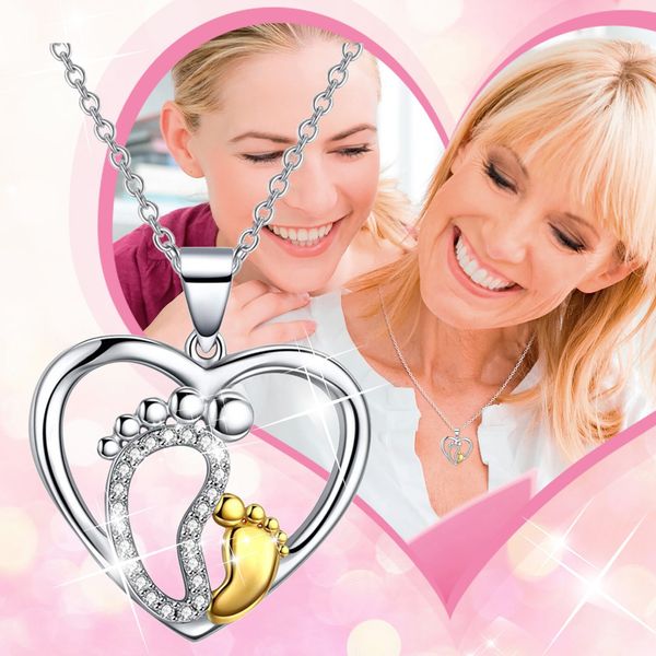 

fashion love letter mom flower necklace represents you are my heart flower pendant quality charm gift, Silver