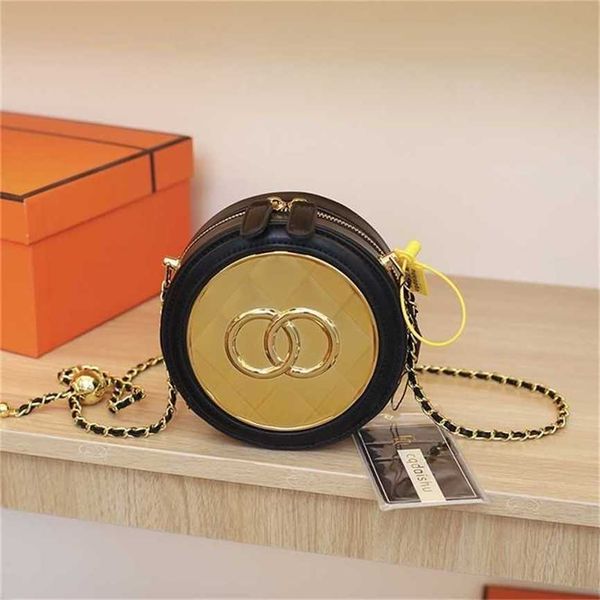 

handbag 2023 fashion women's bag leather quality handbag female mini lingge chain cake shoulder messenger mirror small round bag