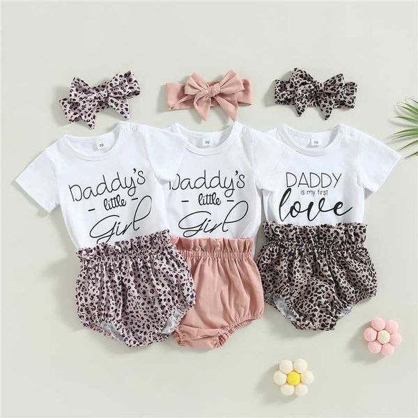 

clothing sets 2023 infant girl clothes set cotton letter newborn romper shorts hairband suit summer 3pcs outfits baby clothing p230315, White