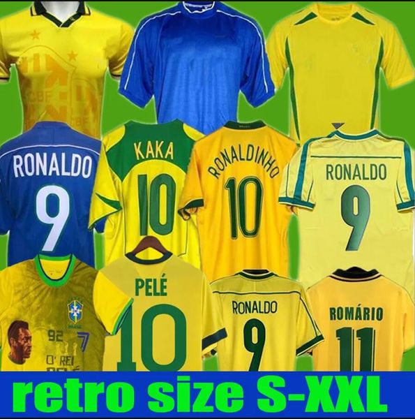 

retro brazils soccer jerseys 1994 1988 1998 2000 2002 2004 2006 romario ronaldinho rivaldo kaka 94 98 00 02 06 football shirt 999, Black;yellow