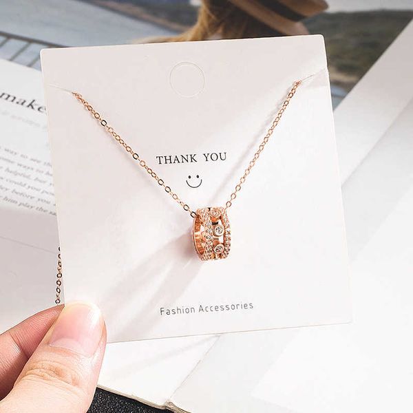 

pendant necklaces s925 sterling silver hollow running circleshaped full diamond necklace personalized beloved woman's collarbone chain